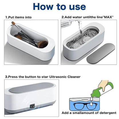 Ultra Sonic Jewelry & Glasses Cleaner – Professional 360° Ultrasonic Cleaning Machine with Low Noise, USB Powered, Portable for Rings, Earrings, Watches, Eyewear & More - CARTitCARTitCARTit