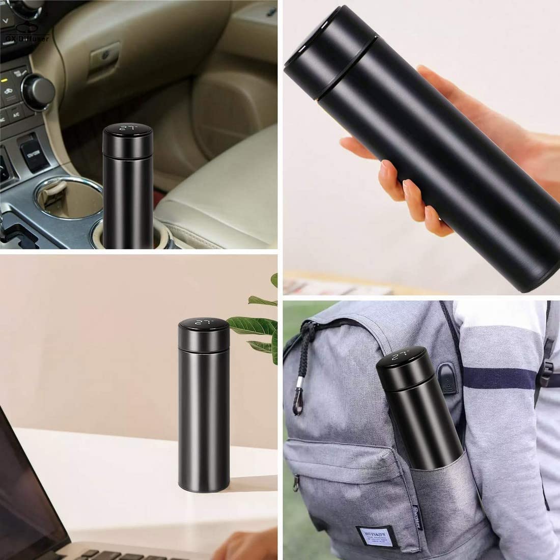 Stainless Steel BPA - Free Leak Proof Double Walled Vacuum Insulated Cold and Warm Water Bottle with LED Temperature Display - Multicolour - CARTitCARTitCARTit