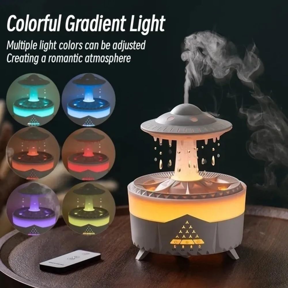 3 in 1 Rain Cloud Humidifier Zen Oil Diffuser Water Drip, Fountain Humidifier with Aromatherapy Essential Oil Diffuser, 450ml Cloud Humidifier,Cloud Night Light for Sleeping Relaxing - CARTitCARTitCARTit