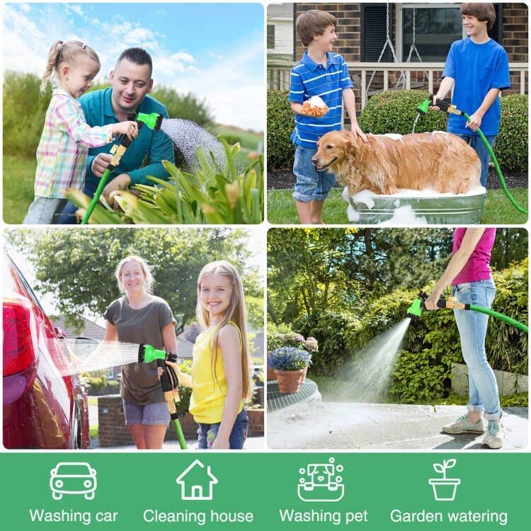 7 - Pattern High Pressure Garden Hose Nozzle – Heavy - Duty Water Spray Gun with Leak - Proof Metal Grip & Lock, Ideal for Gardening, Car & Pet Washing - CARTitCARTitCARTit