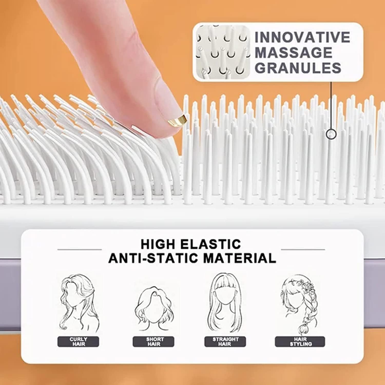 4 - in - 1 Self - Cleaning Anti - Static Massage Comb – Detangles Wet/Dry Hair, Reduces Frizz, Gentle Scalp Massage, Easy to Clean – Unisex for All Hair Types (Black) - CARTitCARTitCARTit