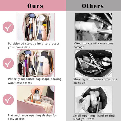 Be Unique Women’s Travel Cosmetic Bag – Large Capacity Waterproof PU Leather Makeup Organizer (Pink) - CARTitCARTitCARTit