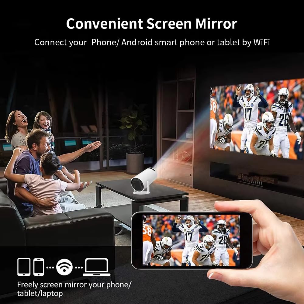 Mini Projector with WiFi 6 & Bluetooth | 4K 1080P Support | Built - in Apps | 180° Rotatable | Auto Keystone Correction | Portable LED Video Projector (White) - CARTitCARTitCARTit