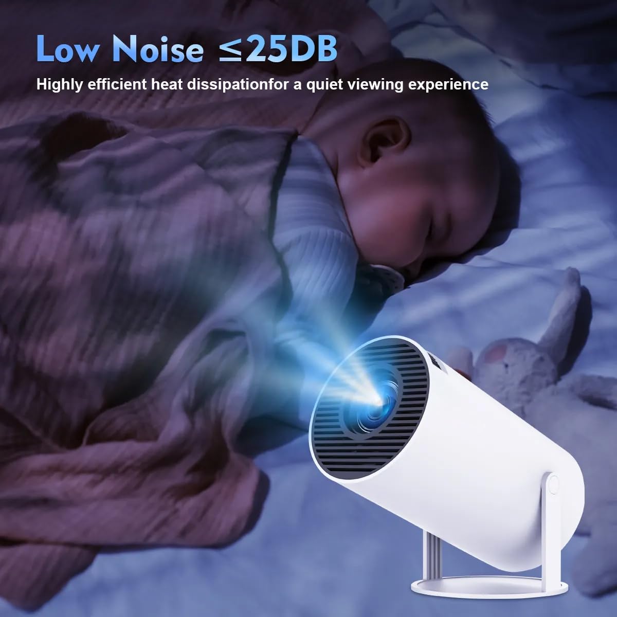 Mini Projector with WiFi 6 & Bluetooth | 4K 1080P Support | Built - in Apps | 180° Rotatable | Auto Keystone Correction | Portable LED Video Projector (White) - CARTitCARTitCARTit