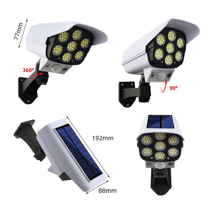 Solar Light Outdoor 77 LED Motion Sensor Security Camera Shaped Wall Lamp, Waterproof, Rotatable, with Remote Control - CARTitCARTitCARTit