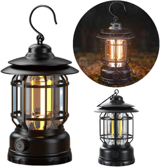 Rechargeable LED Camping Lantern – Portable Hanging Tent Light | Stepless Dimming, Waterproof, Vintage Design - CARTitCARTitCARTit