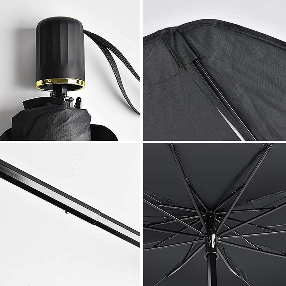 Car Sun Shade Windshield Cover – Umbrella Windshield Sunshade for Car Front Window, Sun Protection and Heat Insulation Foldable Sunshade, Full Cover Shade for Most Vehicles (Black) - CARTitCARTitCARTit