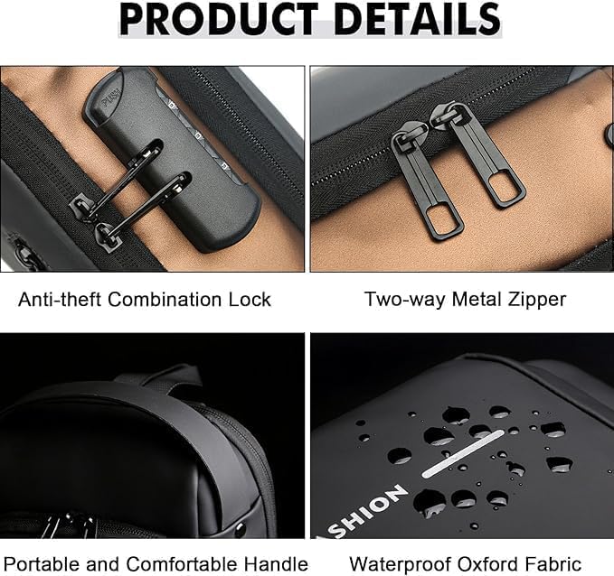 Anti Theft Backpack for Women, Sling Bag For Men CrossBody Backpack For Men Women, Anti - Theft Chest Bag With USB Charging Port, Messenger Bags, Casual Shoulder Bag, Handbag - CARTitCARTitCARTit