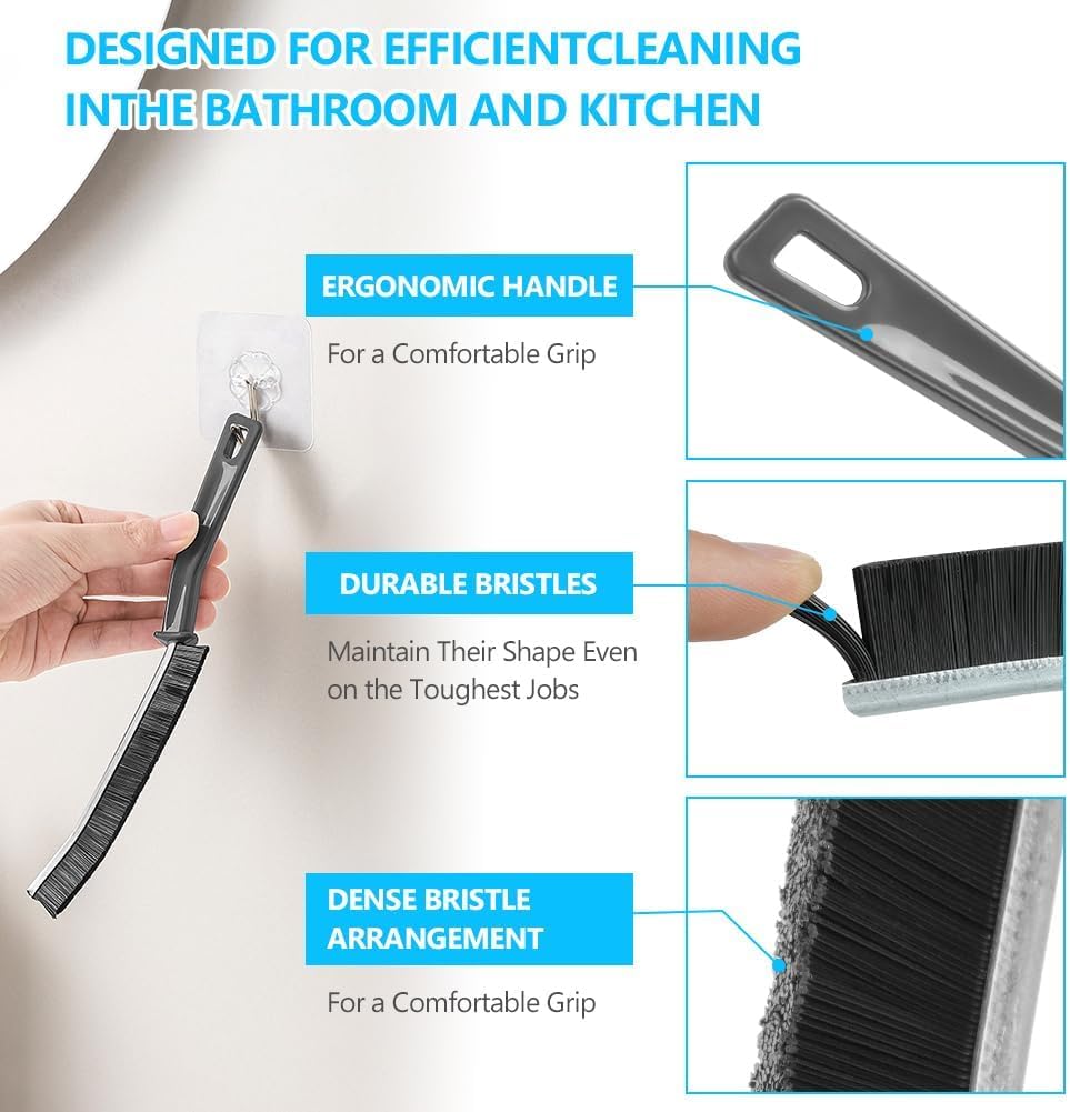 Hard Bristle Crevice Cleaning Brush - Cleaning Tools for Household Use, Multifunctional Gap Cleaning Supplies for Kitchen, Bathroom, Toilet, Window, Vehicle, Faucets, Grout, Home, Plastic - CARTitCARTitCARTit