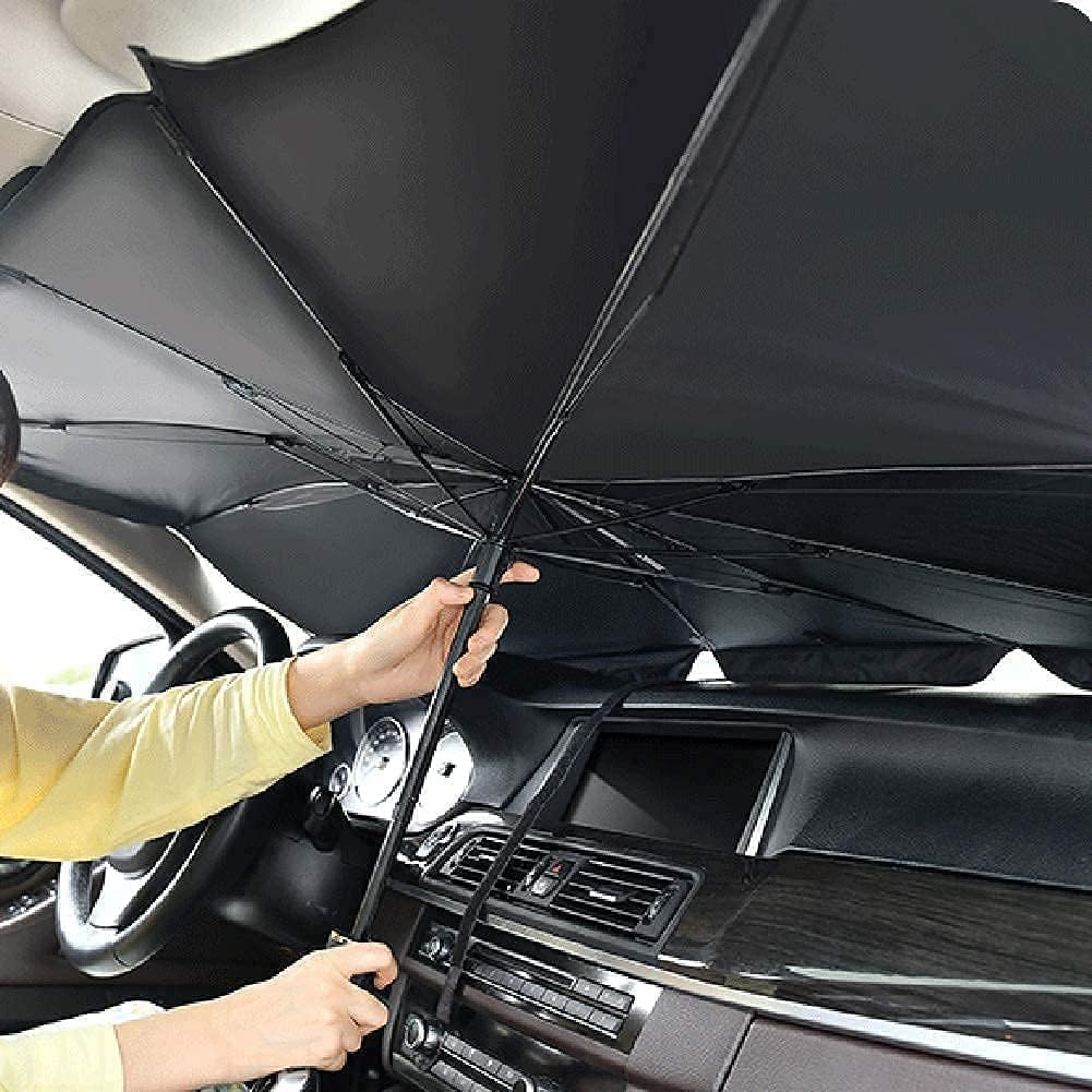 Car Sun Shade Windshield Cover – Umbrella Windshield Sunshade for Car Front Window, Sun Protection and Heat Insulation Foldable Sunshade, Full Cover Shade for Most Vehicles (Black) - CARTitCARTitCARTit