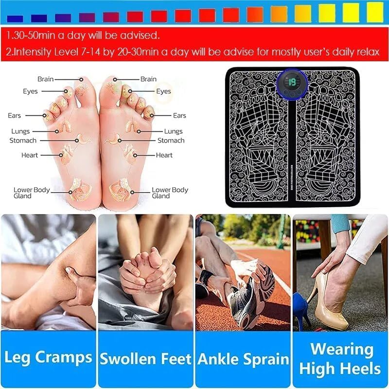 Lifelong EMS Foot Massager - Electric Foot Massager Machine for Pain Relief - 8 Modes, 19 Intensity Levels - Rechargeable, Wireless, Portable - CARTitCARTitCARTit