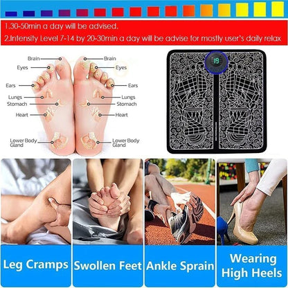 Lifelong EMS Foot Massager - Electric Foot Massager Machine for Pain Relief - 8 Modes, 19 Intensity Levels - Rechargeable, Wireless, Portable - CARTitCARTitCARTit