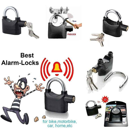Alarm Security Lock with Motion Sensor Siren & 3 Keys | Anti - Theft Metal Safety Lock for Home, Office, Door, Bike (Black) - CARTitCARTitCARTit