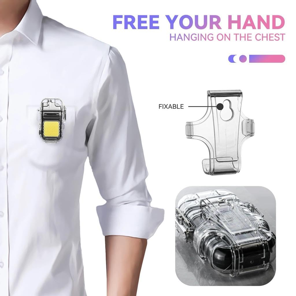 Waterproof LED Flashlight Plasma Lighter | USB Rechargeable Keychain Torch | Windproof Flameless Mini Lantern for Outdoor, Camping, Hiking, Survival | Transparent Multi - Utility Pocket Light - CARTitCARTitCARTit