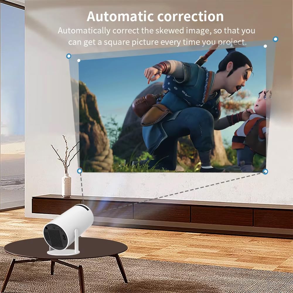 Mini Projector with WiFi 6 & Bluetooth | 4K 1080P Support | Built - in Apps | 180° Rotatable | Auto Keystone Correction | Portable LED Video Projector (White) - CARTitCARTitCARTit