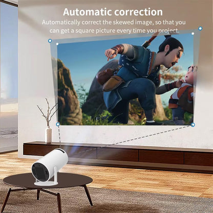 Mini Projector with WiFi 6 & Bluetooth | 4K 1080P Support | Built - in Apps | 180° Rotatable | Auto Keystone Correction | Portable LED Video Projector (White) - CARTitCARTitCARTit