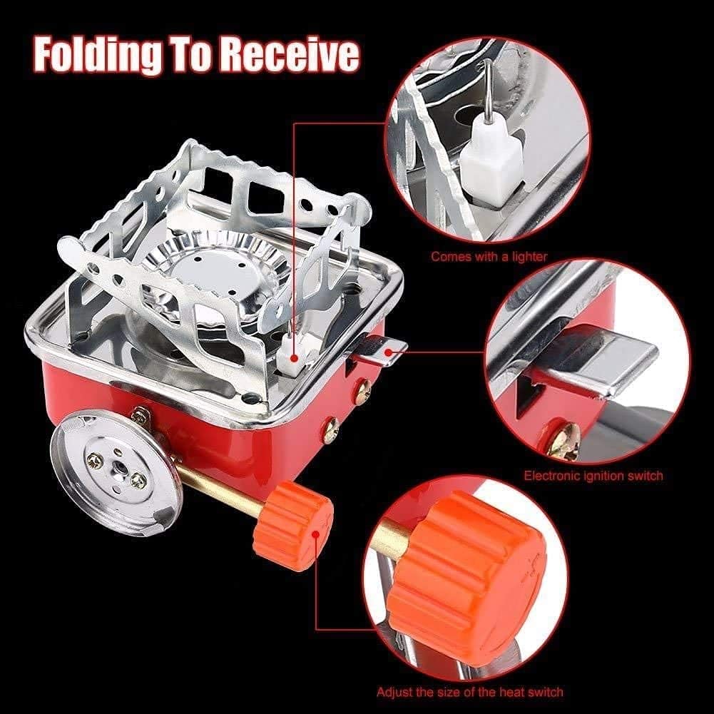 Portable Gas Stove, Camping Gas Stove, Butane Gas Stove, Small Gas Stove for Travelling, Mini Stove with Folding Furnace and Stainless Steel Body with Storage Bag for Hiking and Picnic - CARTitCARTitCARTit