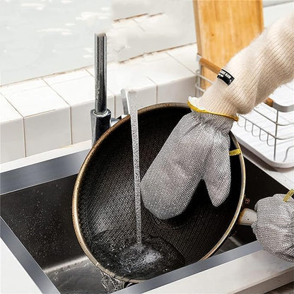 Aluminium Dishwashing Hand Gloves Non Scratch Wire, Waterproof Home Kitchen Utensils Cleaning Gloves for Washing Dish Easy Rinsing, Reusable Cleans Dishes Pots, Pans, Sinks, 2 pieces - CARTitCARTitCARTit