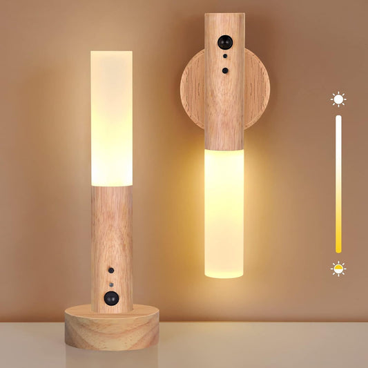 Motion Sensor Night Lights Magnet Body Sensor Hallway, Rechargeable Led Light Portable Stairway, Wooden Wall Sconce Battery Powered Cabinet Lights... - CARTitCARTitCARTit