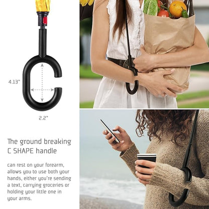 Reverse Umbrella with C - Shaped Handle and UV Protection | Inverted Reversible No - Drip Umbrella for Men & Women - CARTitCARTitCARTit