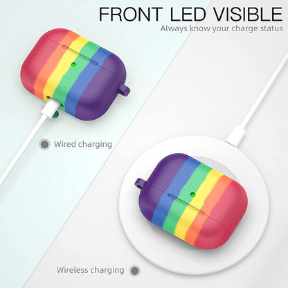 AirPods Pro Cover Portable Silicone Skin Cover with Keychain Carabiner (Supports Wireless Charging) Compatible for Headphones, AirPods Pro (2019) - (Rainbow) - CARTitCARTitCARTit