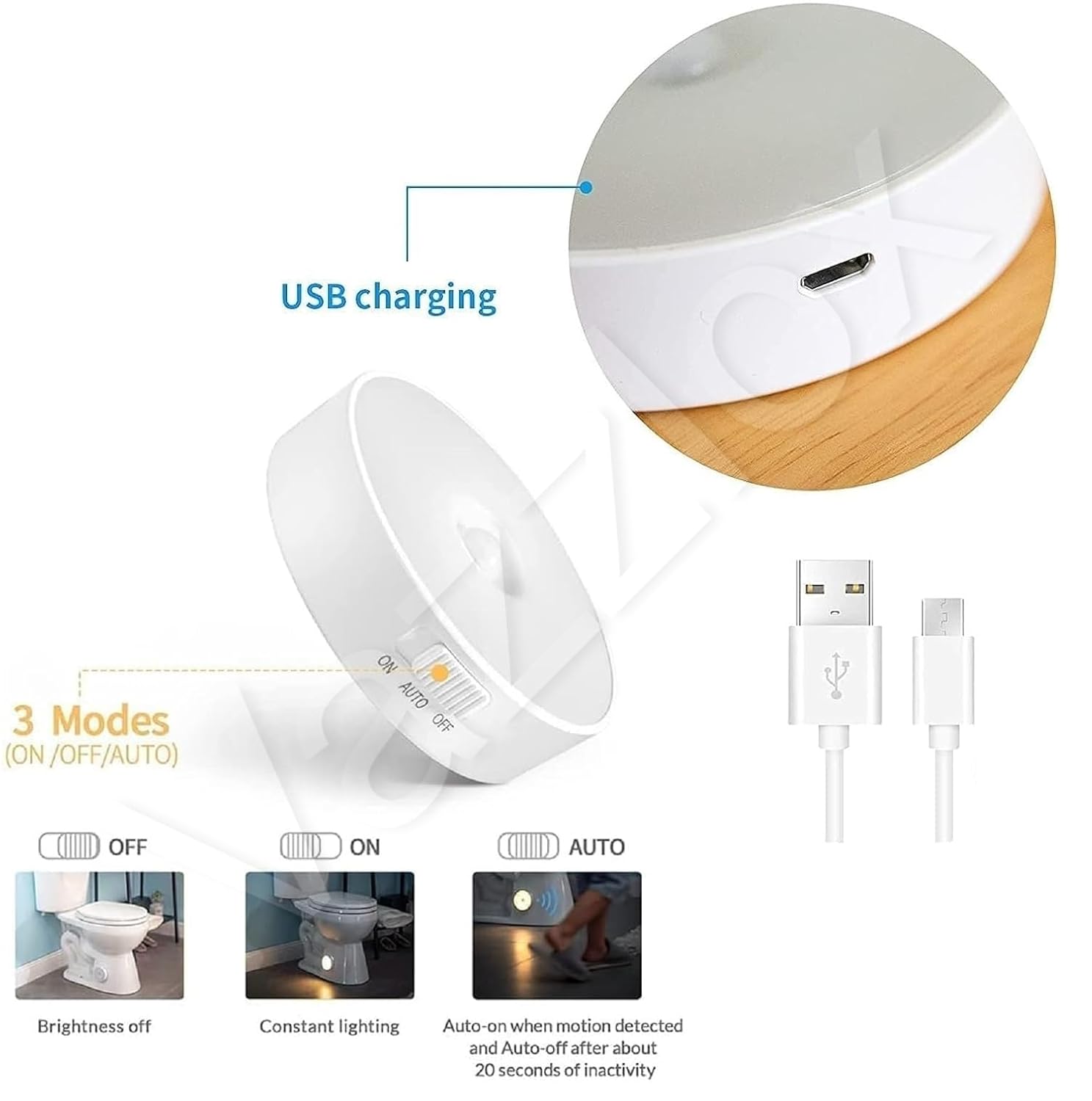Motion Sensor Light, Battery Powered LED Sensor Light for Home with On/Auto/Off Switch, Cordless Magnet Wall Light for Stairs, Cold(1 Pack) - Plastic;Acrylonitrile Butadiene Styrene - CARTitCARTitCARTit