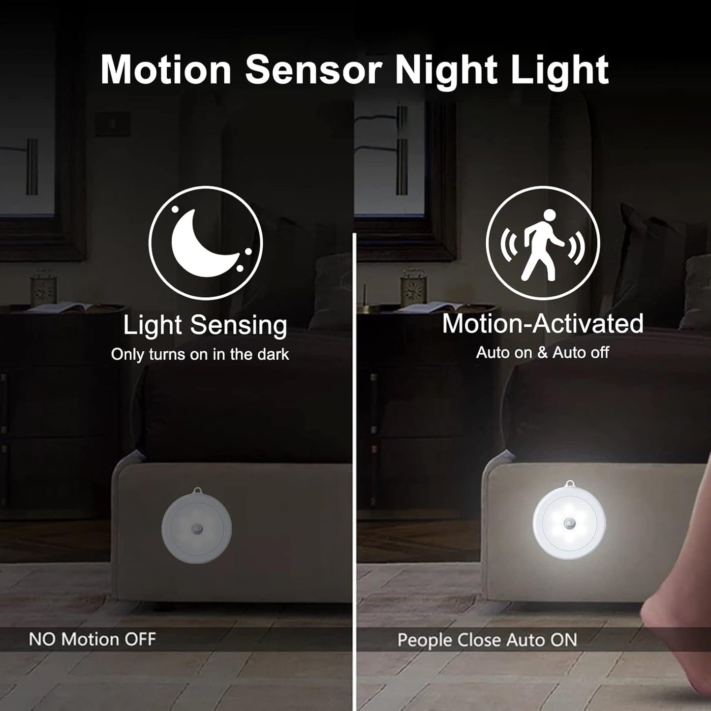 Motion Sensor Light, Battery Powered LED Sensor Light for Home with On/Auto/Off Switch, Cordless Magnet Wall Light for Stairs, Cold(1 Pack) - Plastic;Acrylonitrile Butadiene Styrene - CARTitCARTitCARTit