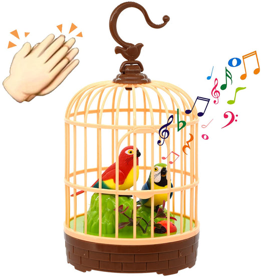 Singing & Moving Bird Toy in Hanging Cage – Chirping Musical Pet Toy for Kids, Home Decor, Living Room & Garden – Realistic Sound & Motion - CARTitCARTitCARTit