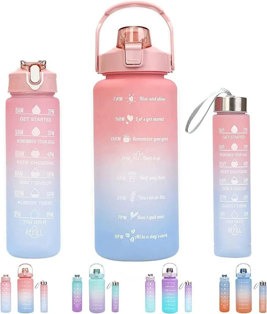 3 - in - 1 Motivational Water Bottle Set: Stay Hydrated All Day - CARTitJAGDISH ENTERPRISES TradersCARTit