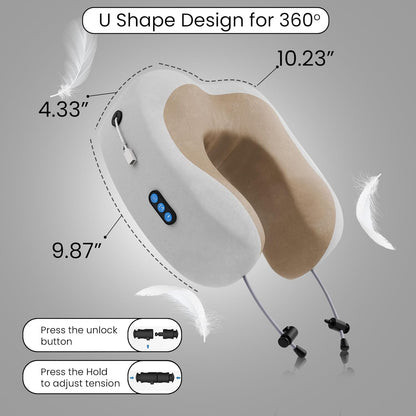Premium Neck Pillow Massager for Travel | Pure Memory Foam for Neck Rest Support Pain Relief Rechargeable Pillow for Airplane,Travelling,Home,Office,Flight - CARTitCARTitCARTit