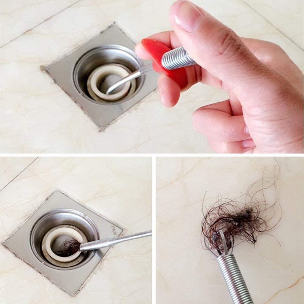 Stainless Steel Drain Pipe Cleaning Spring Stick, Hair Catching Pipe Cleaning Claw Wire, Sink Stick Sewer Sink Tub Dredge Remover, Spring Drain Basin Cleaner Tool (160 Cm) - CARTitCARTitCARTit