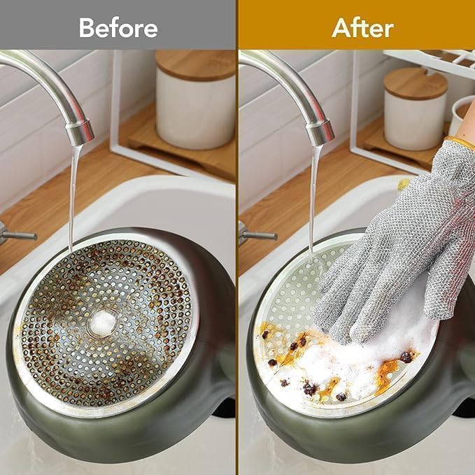 Aluminium Dishwashing Hand Gloves Non Scratch Wire, Waterproof Home Kitchen Utensils Cleaning Gloves for Washing Dish Easy Rinsing, Reusable Cleans Dishes Pots, Pans, Sinks, 2 pieces - CARTitCARTitCARTit