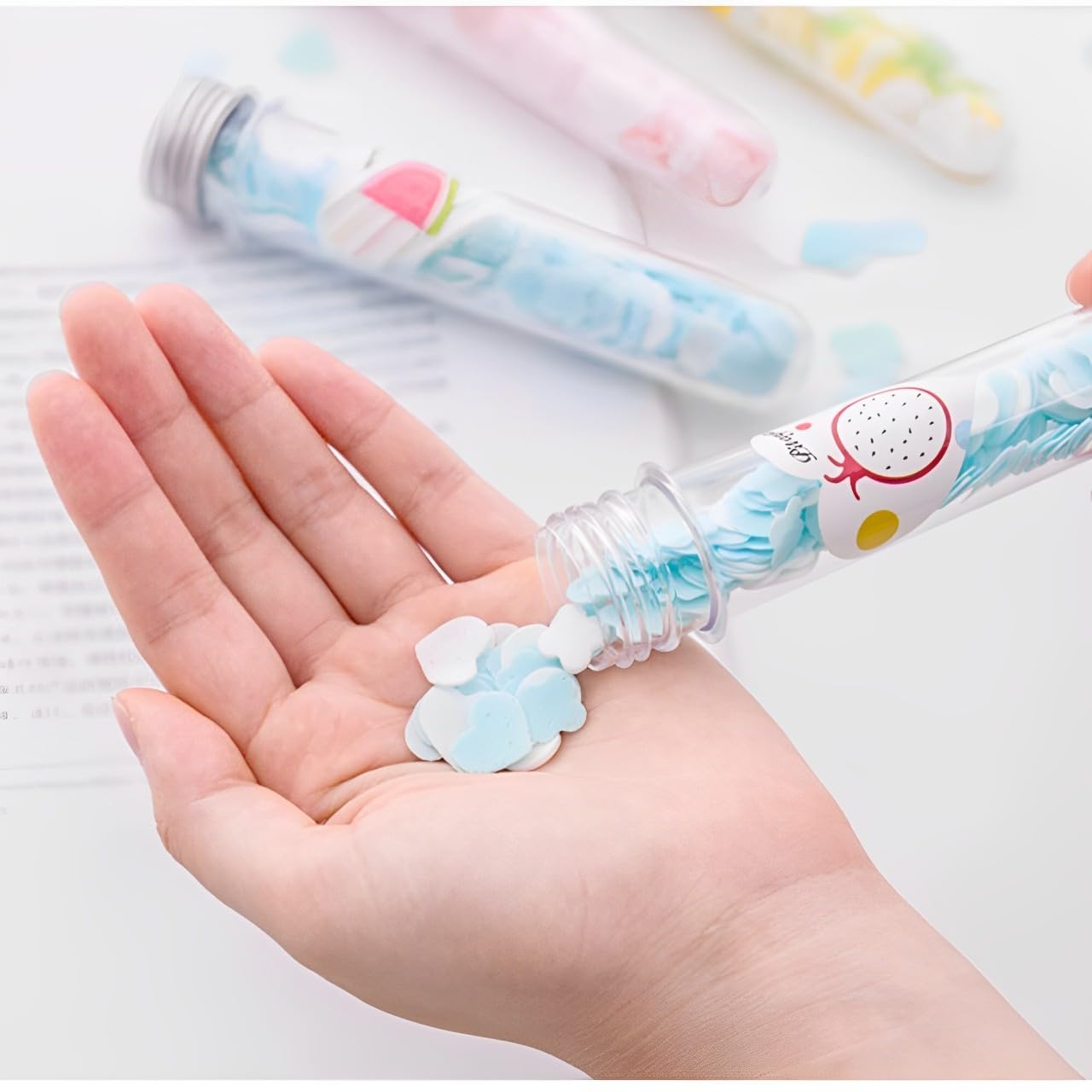 Upgraded Paper Soap | 24 Pcs | Disposable Mini Soap Paper | Flower Design Tube Shape Bottle Paper Soap For Travel | Portable Flower Tube Petals | Paper Soap For Travelling (Flower Soap, Pack of 24) - CARTitCARTitCARTit