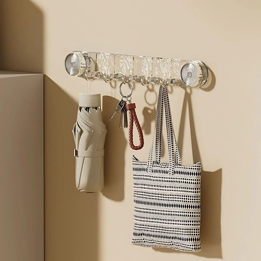 ABS Plastic Multi Hook Vacuum Based Suction Hooks Multi Purpose Adjustable Hooks for Hanging Clothes, Keys Organiser, Towel Hanger Pack of 2 - CARTitCARTitCARTit