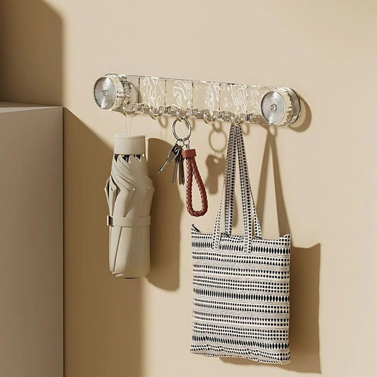 ABS Plastic Multi Hook Vacuum Based Suction Hooks Multi Purpose Adjustable Hooks for Hanging Clothes, Keys Organiser, Towel Hanger Pack of 2 - CARTitCARTitCARTit