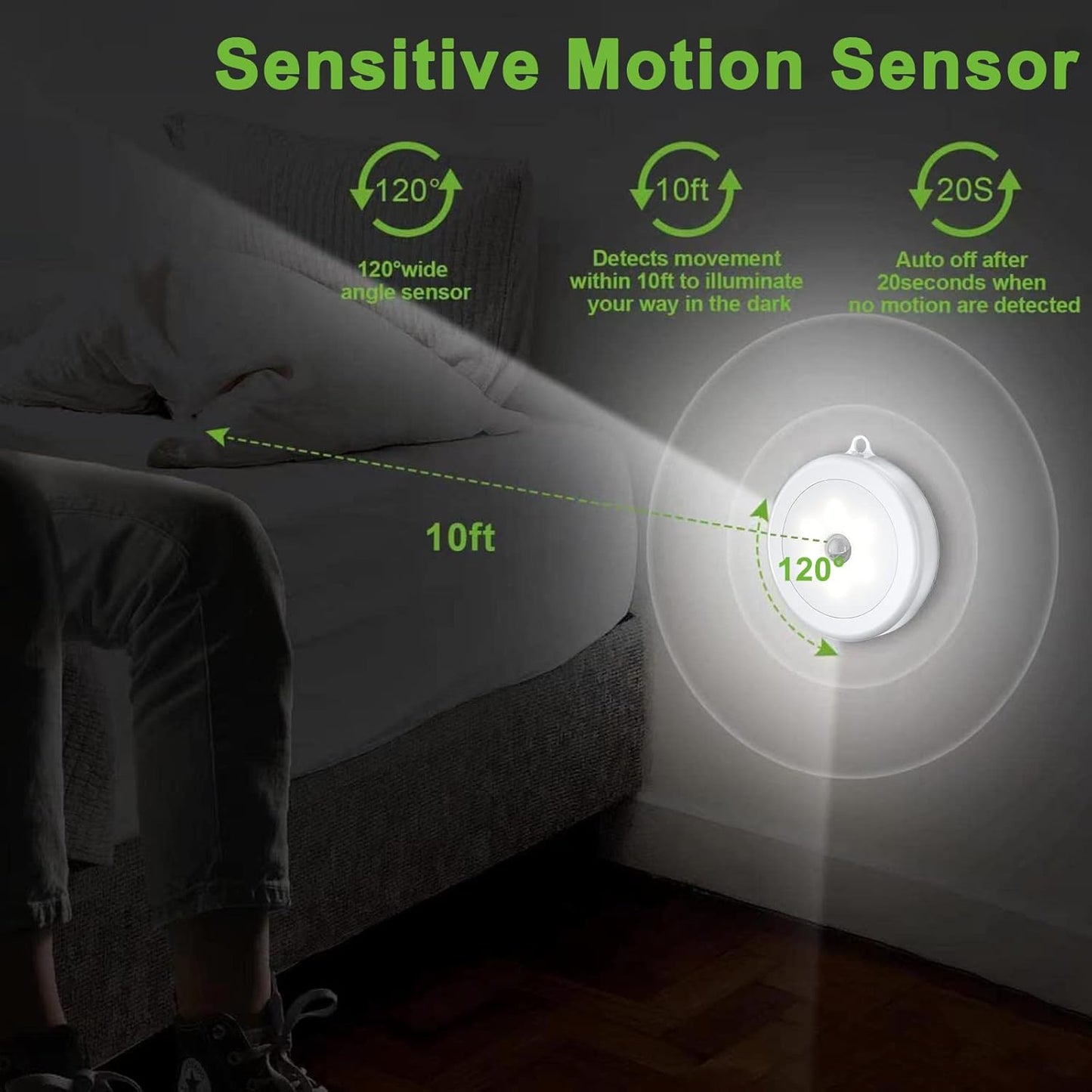Motion Sensor Light, Battery Powered LED Sensor Light for Home with On/Auto/Off Switch, Cordless Magnet Wall Light for Stairs, Cold(1 Pack) - Plastic;Acrylonitrile Butadiene Styrene - CARTitCARTitCARTit