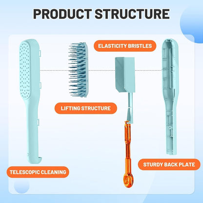 4 - in - 1 Self - Cleaning Anti - Static Massage Comb – Detangles Wet/Dry Hair, Reduces Frizz, Gentle Scalp Massage, Easy to Clean – Unisex for All Hair Types (Black) - CARTitCARTitCARTit