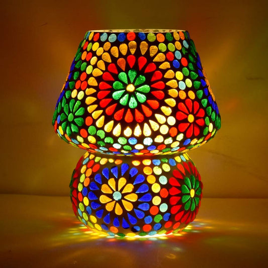 Mosaic Style Dome Shaped Glass Table Lamp Multicolour - CARTitCARTitCARTit