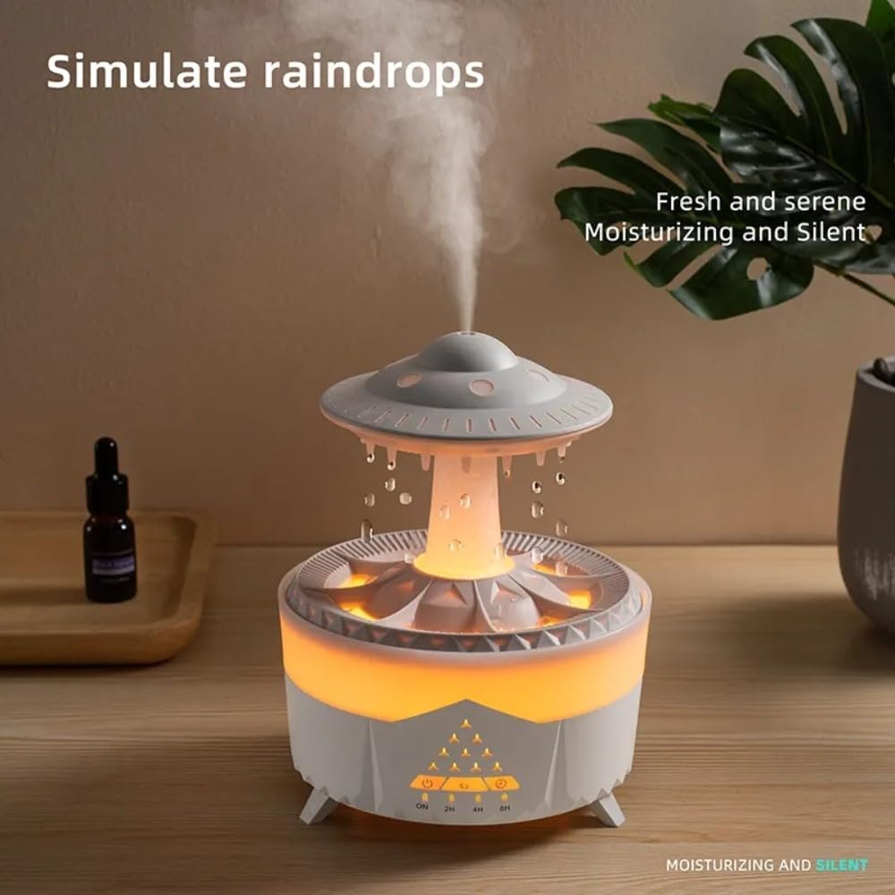 3 in 1 Rain Cloud Humidifier Zen Oil Diffuser Water Drip, Fountain Humidifier with Aromatherapy Essential Oil Diffuser, 450ml Cloud Humidifier,Cloud Night Light for Sleeping Relaxing - CARTitCARTitCARTit