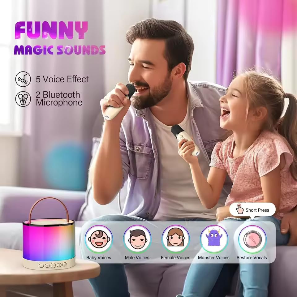 Mini Karaoke Machine Microphone Portable Bluetooth Wireless Speaker with Wireless Mic for Music Toys Christmas Birthday Gifts for Girls & Boys - CARTitCARTitCARTit