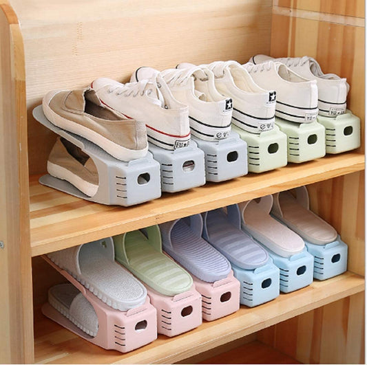 Shoe Slots Organizer Space Saver Double Deck Shoe Rack Adjustable Shoe Slots for Closet Organization (Pack of 10) (Multicolor) - CARTitCARTitCARTit
