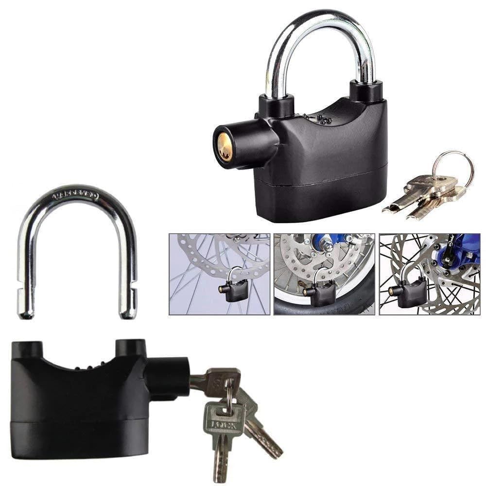 Alarm Security Lock with Motion Sensor Siren & 3 Keys | Anti - Theft Metal Safety Lock for Home, Office, Door, Bike (Black) - CARTitCARTitCARTit