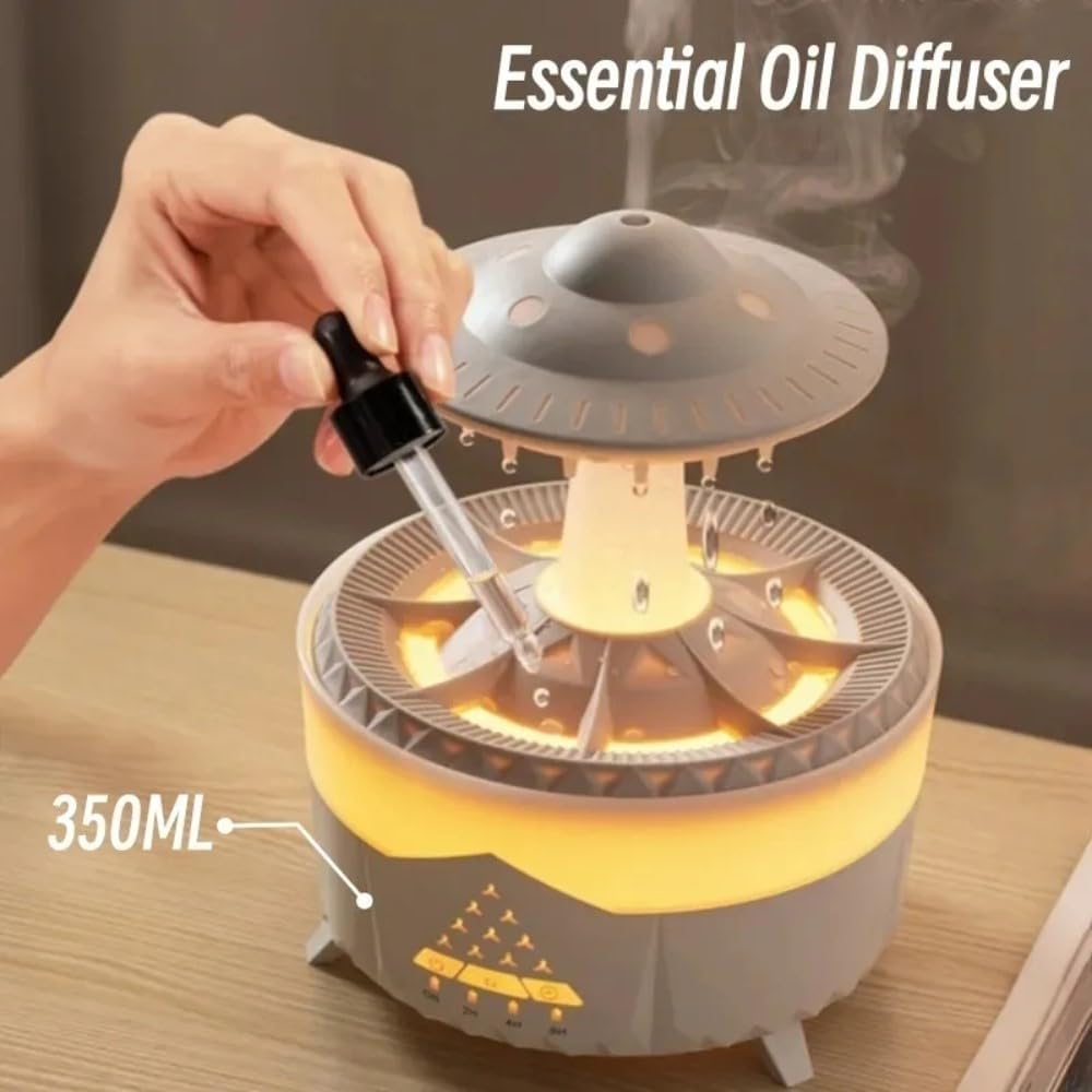 3 in 1 Rain Cloud Humidifier Zen Oil Diffuser Water Drip, Fountain Humidifier with Aromatherapy Essential Oil Diffuser, 450ml Cloud Humidifier,Cloud Night Light for Sleeping Relaxing - CARTitCARTitCARTit
