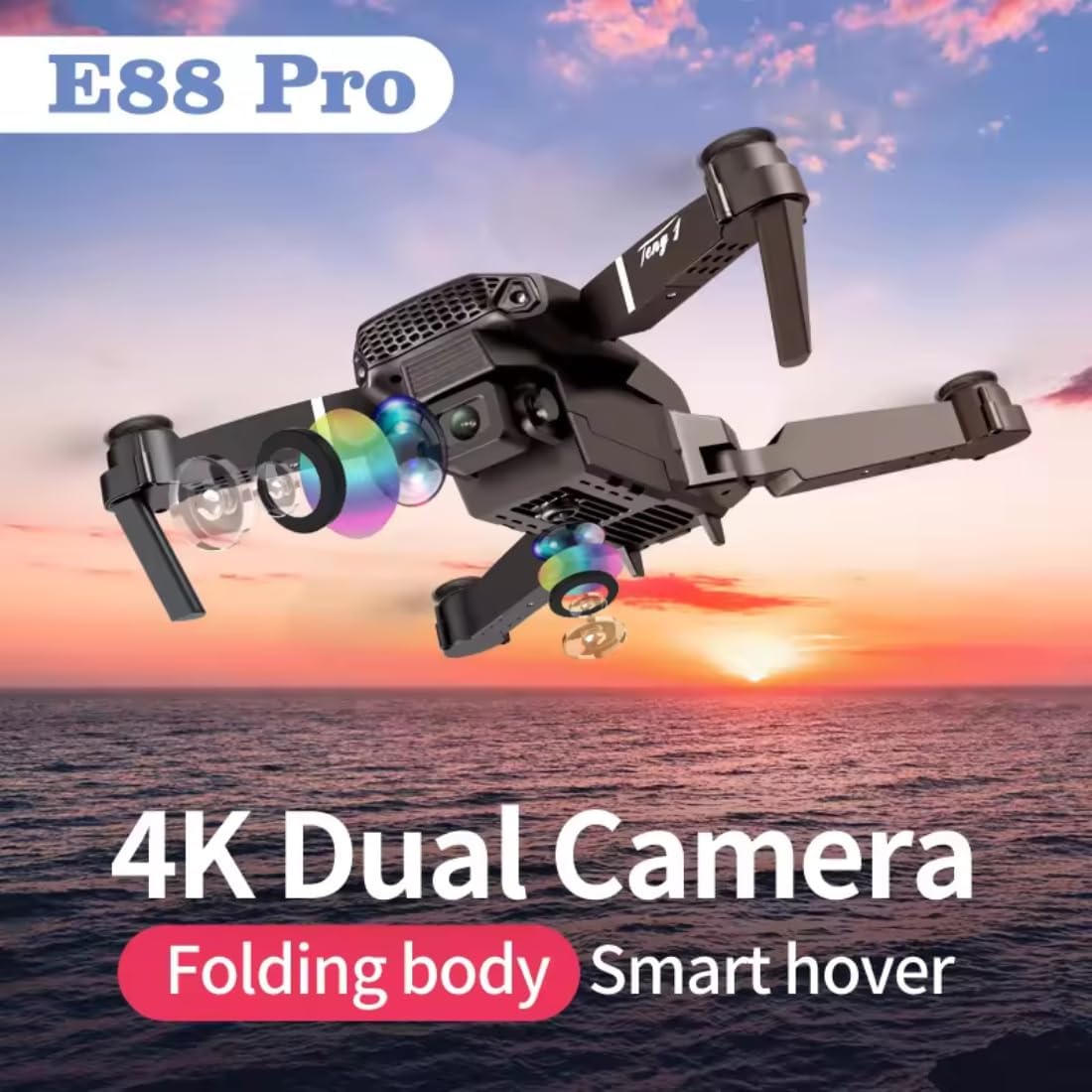 E88 Drone with 1080P Camera – Dual Battery | One - Key Takeoff/Landing, Altitude Hold, Obstacle Avoidance, 360° Flip, Aerial Photography Drone - CARTitCARTitCARTit