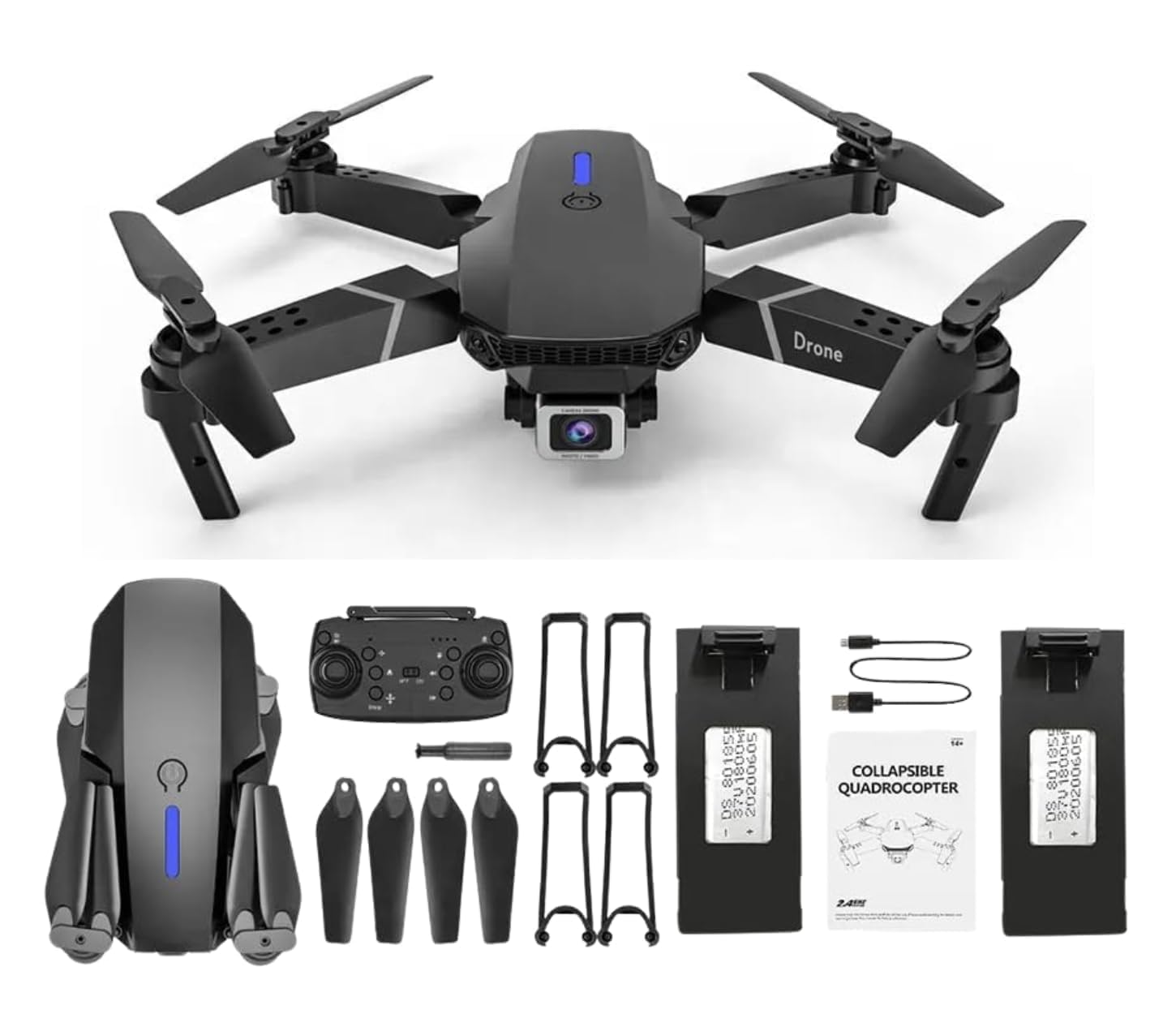E88 Drone with 1080P Camera – Dual Battery | One - Key Takeoff/Landing, Altitude Hold, Obstacle Avoidance, 360° Flip, Aerial Photography Drone - CARTitCARTitCARTit