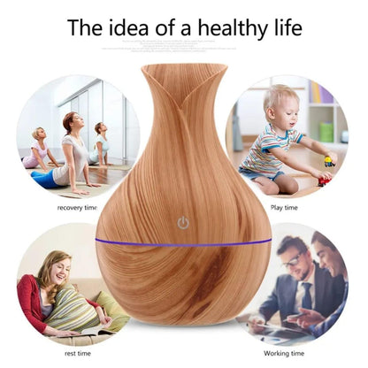 Wooden Cool Mist Humidifiers Essential Oil Diffuser Aroma Air Humidifier with Colorful Change for Office, humidifiers for Home, humidifier for Room (Wood Colour) - CARTitCARTitCARTit