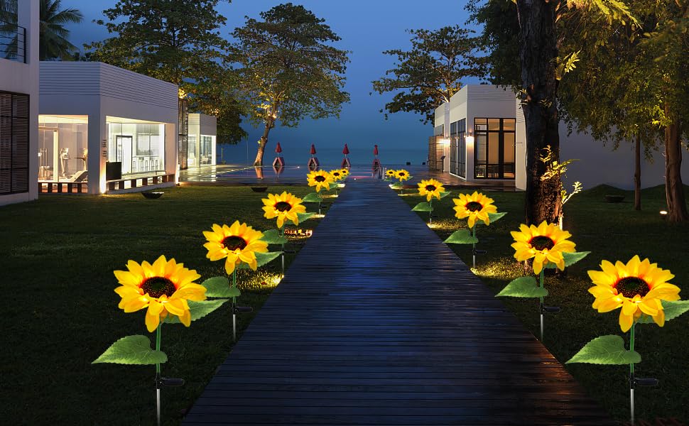 Sunflower Solar LED Garden Decor Lights – Auto Charging Waterproof Outdoor Stake Lights (Set of 2) - CARTitCARTitCARTit