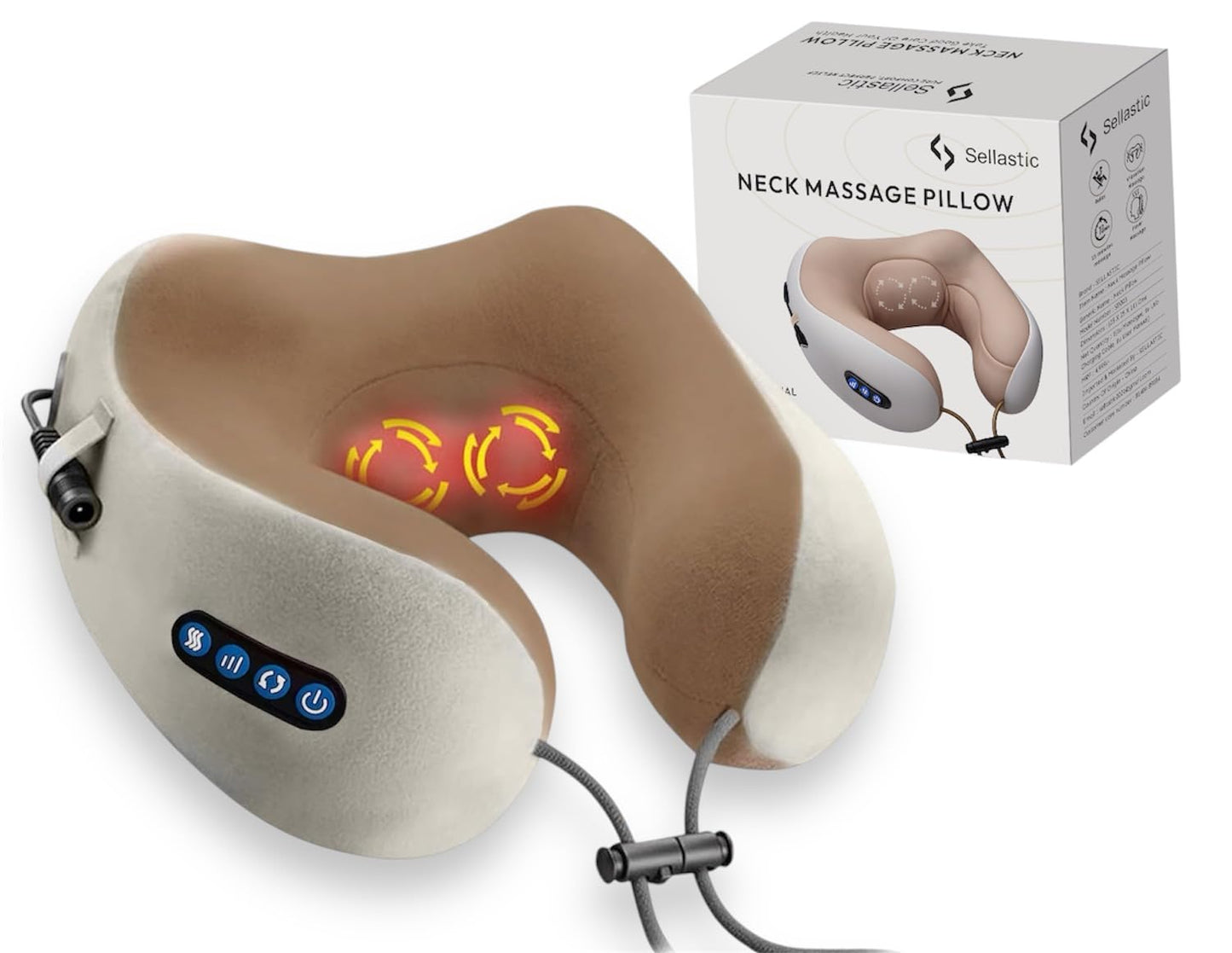 Premium Neck Pillow Massager for Travel | Pure Memory Foam for Neck Rest Support Pain Relief Rechargeable Pillow for Airplane,Travelling,Home,Office,Flight - CARTitCARTitCARTit