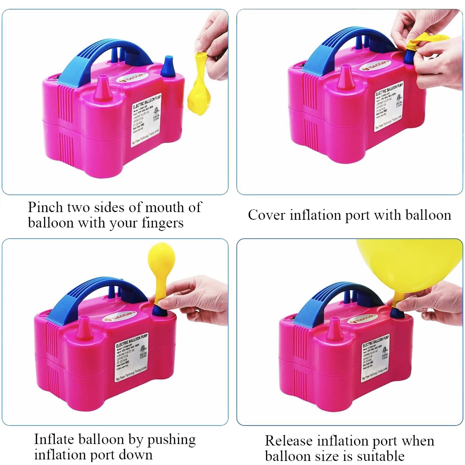Party Propz 220V 600W Dual Nozzle Electric Air Balloon Pump Machine - Pack of 1 Electric Balloon Pump Machine | Balloon Blower Machine | Balloon Pumper | Balloon Inflator Pump Electric (Pink) - CARTitCARTitCARTit