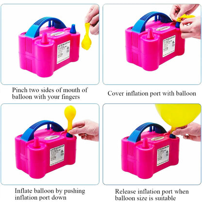 Party Propz 220V 600W Dual Nozzle Electric Air Balloon Pump Machine - Pack of 1 Electric Balloon Pump Machine | Balloon Blower Machine | Balloon Pumper | Balloon Inflator Pump Electric (Pink) - CARTitCARTitCARTit